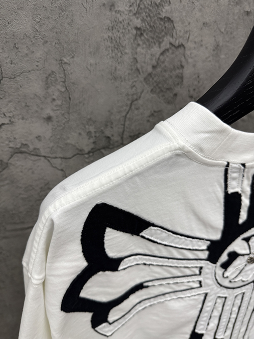 クロムハーツ アメリカンスタイルのベルベットアップリケ刺繍りカップル半袖Tシャツ