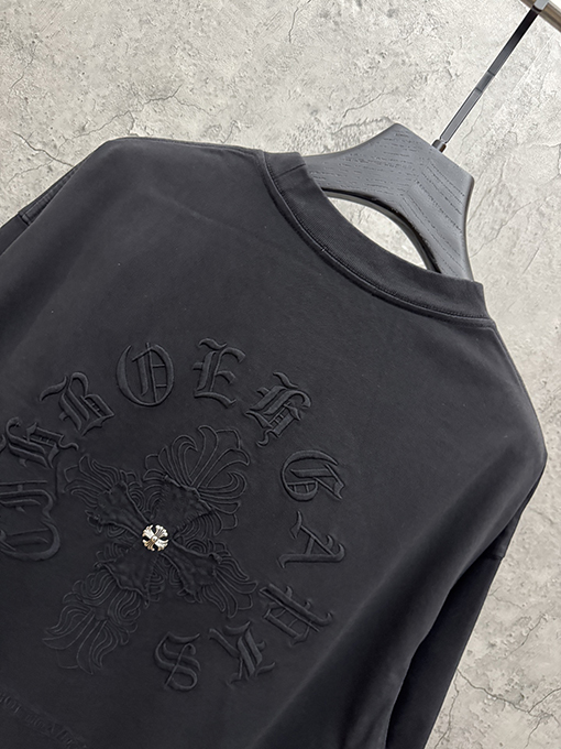 クロムハーツコピー アメリカンスタイルのウォッシュアップリケ刺繍入りカップル半袖Tシャツ