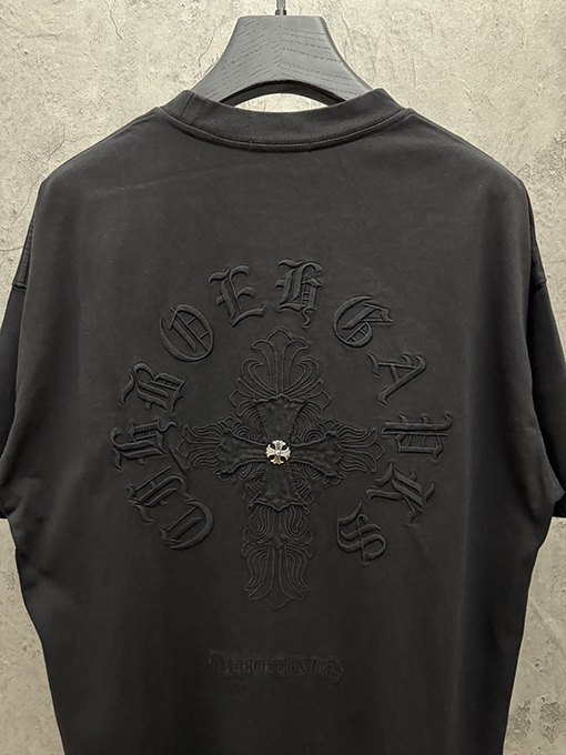 クロムハーツコピー アメリカンスタイルのウォッシュアップリケ刺繍入りカップル半袖Tシャツ