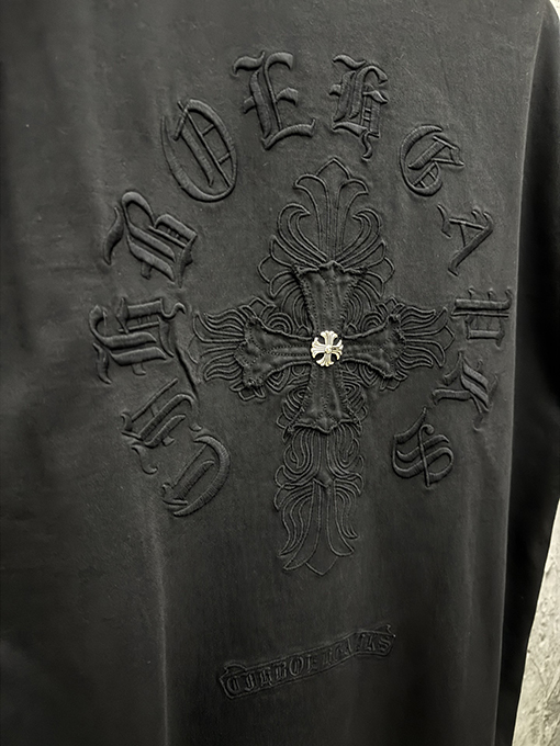 クロムハーツコピー アメリカンスタイルのウォッシュアップリケ刺繍入りカップル半袖Tシャツ