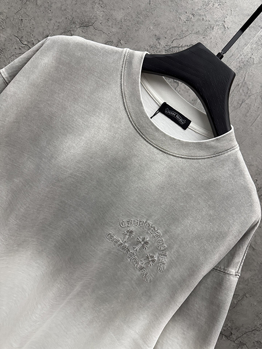 クロムハーツ アメリカンスタイルのウォッシュアップリケ刺繍りカップル半袖Tシャツ