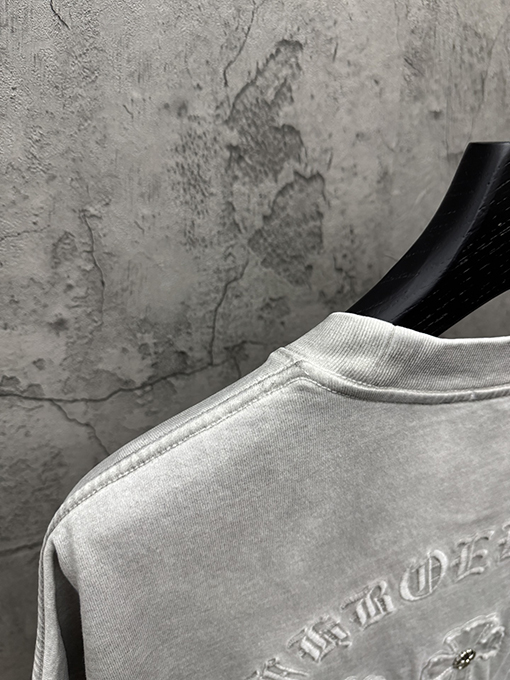 クロムハーツ アメリカンスタイルのウォッシュアップリケ刺繍りカップル半袖Tシャツ