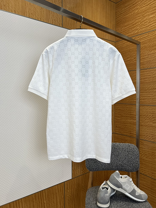 グッチスーパーコピー ダブルGの総柄プリント半袖ポロシャツ