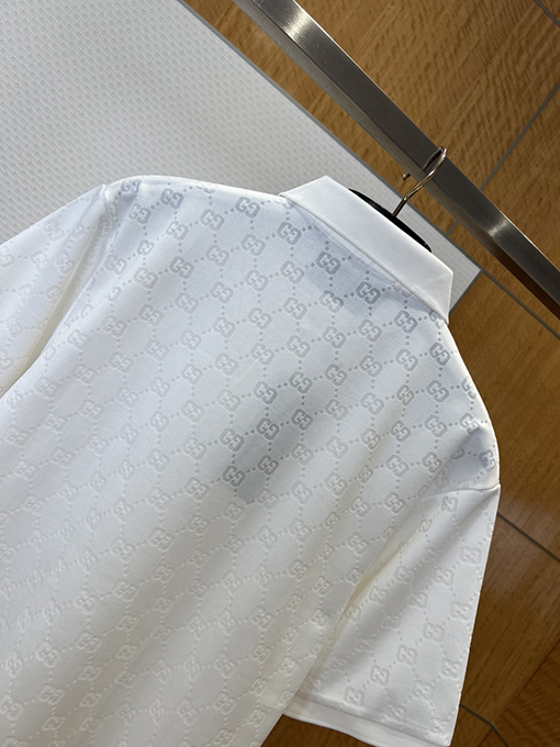 グッチスーパーコピー ダブルGの総柄プリント半袖ポロシャツ