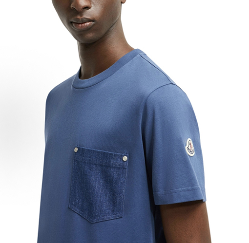 モンクレールコピー アームバンド付きデニムポケット付き半袖Tシャツ