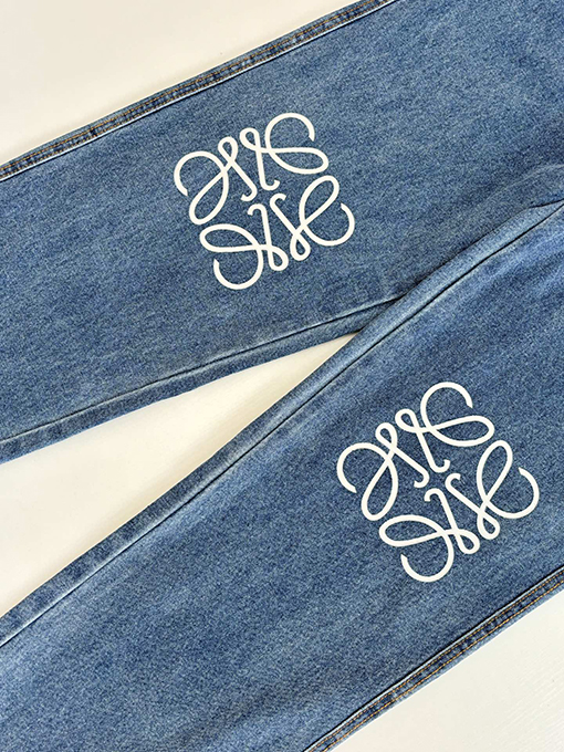 ロエベブランドスーパーコピー Anagram デニム刺繍ジーンズ