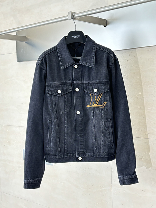 ルイヴィトン LV 折り襟付きの新作ウォッシュドデニムジャケット