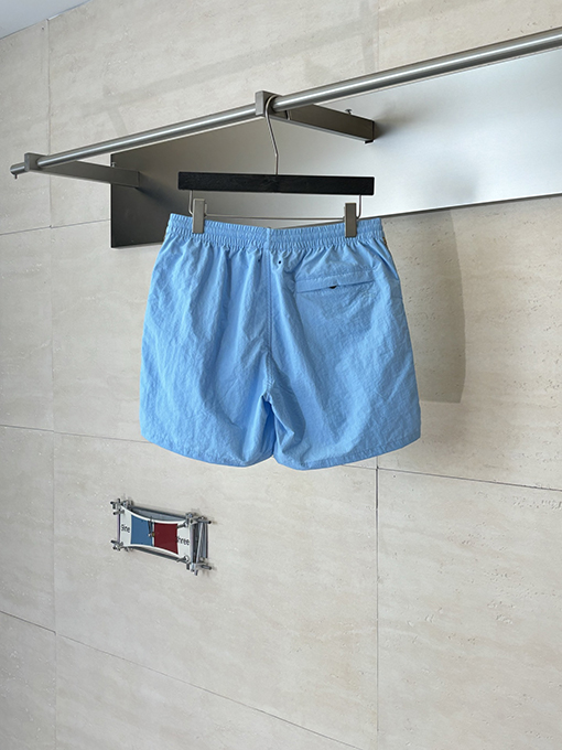 バーバリーコピー ナイロンサイドチェック柄ドローストリング付きビーチショーツ