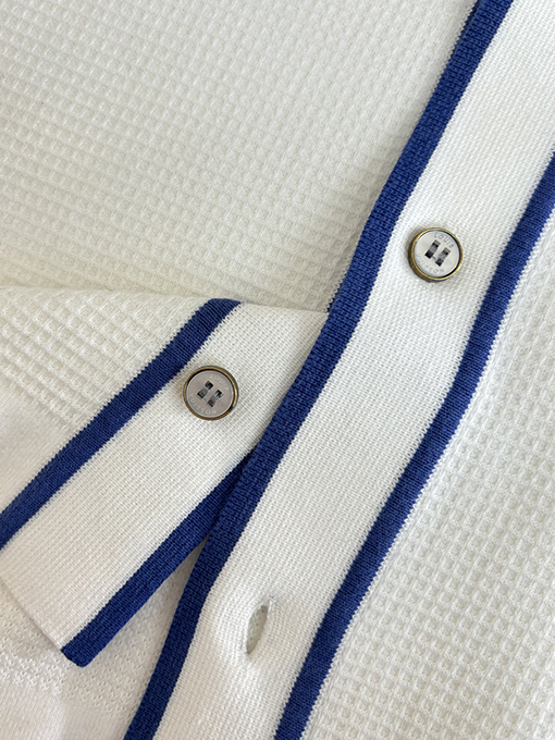 ルイヴィトンブランドコピー ワッフルプリントのカラーブロックニット半袖カーディガン