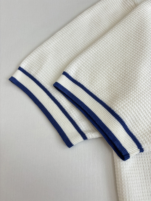 ルイヴィトンブランドコピー ワッフルプリントのカラーブロックニット半袖カーディガン