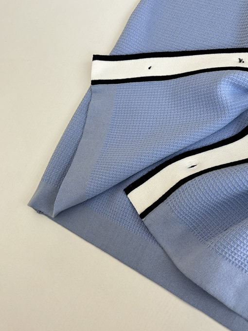 ルイヴィトンブランドコピー ワッフルプリントのカラーブロックニット半袖カーディガン