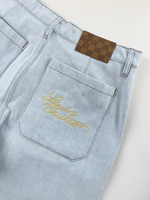 ルイヴィトン 刺繍りデニムショートパンツ