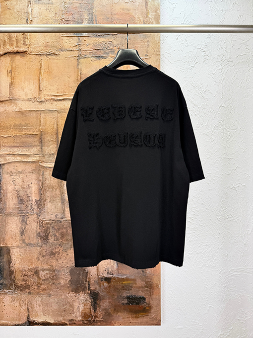 クロムハーツブランドコピー アップリケ刺繍り半袖Tシャツ