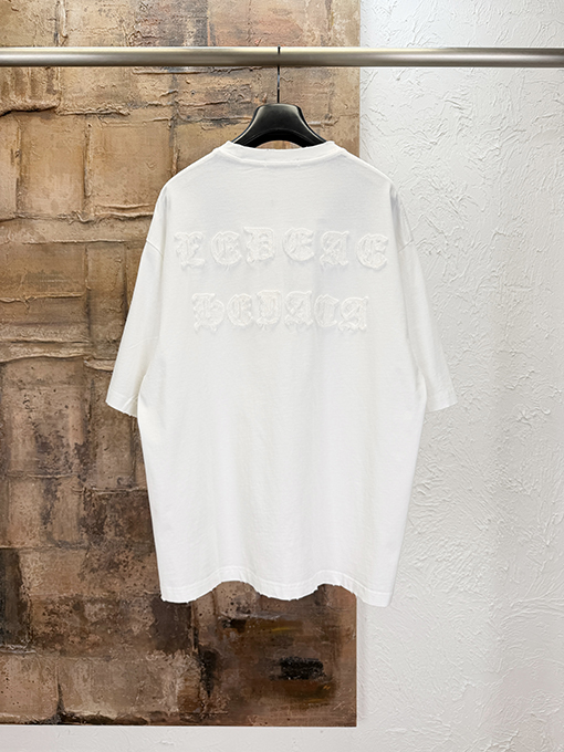 クロムハーツブランドコピー アップリケ刺繍り半袖Tシャツ