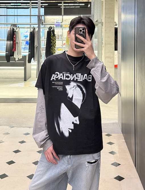 バレンシアガブランドスーパーコピー Balenciaga キャラクターアートプリント半袖Tシャツ