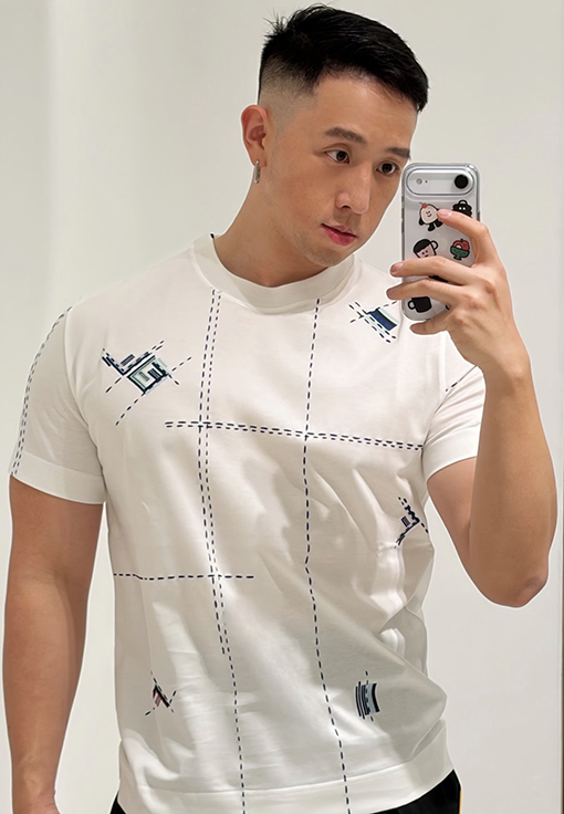 フェンディ カラーブロック刺繍り半袖Tシャツ