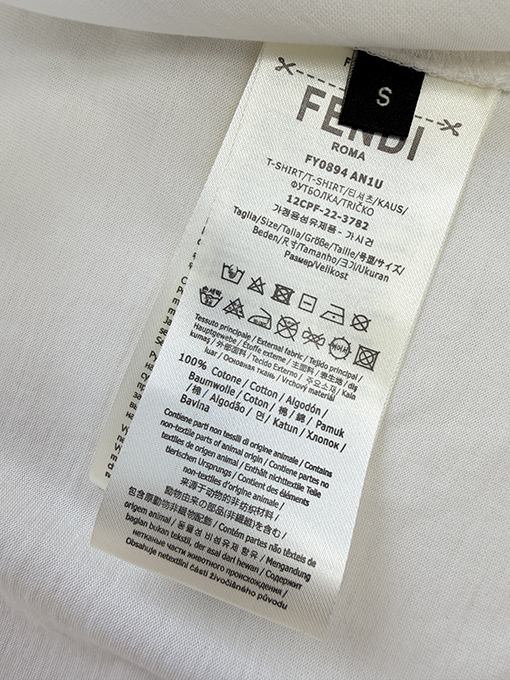 フェンディ カラーブロック刺繍り半袖Tシャツ