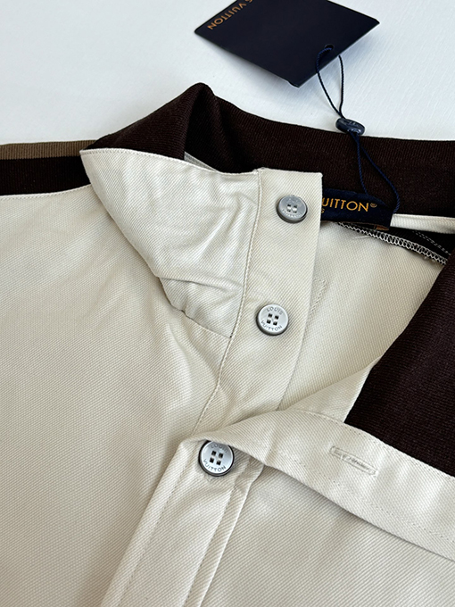 ルイヴィトンブランドスーパーコピー LOUIS VUITTON 新作カラーブロック織りリボンロゴ入り半袖シャツ