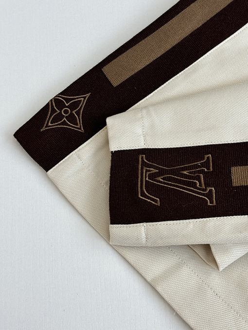 ルイヴィトンブランドスーパーコピー LOUIS VUITTON 新作カラーブロック織りリボンロゴ入り半袖シャツ