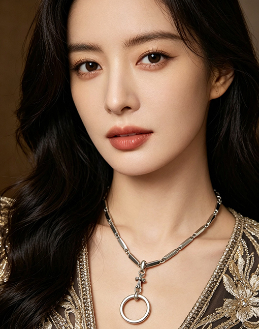 クロムハーツブランドコピー ヴィンテージシルバーの円形クロスペンダントネックレス