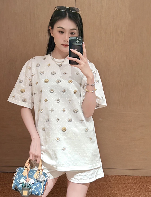 ルイヴィトン 花柄ジャカード織りの半袖Tシャツ