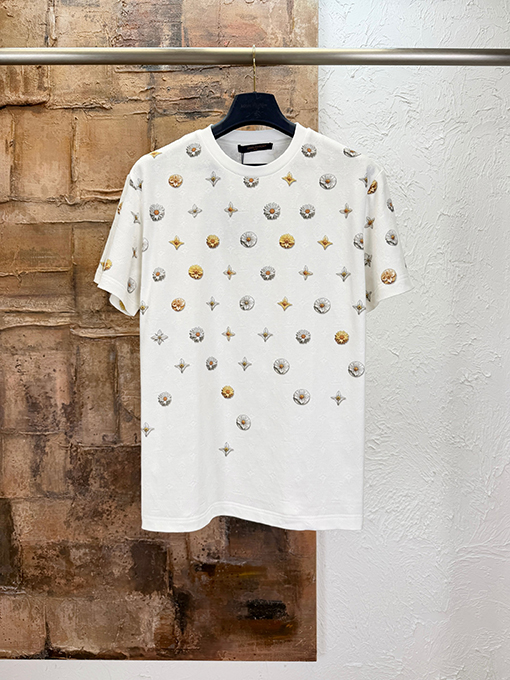 ルイヴィトン 花柄ジャカード織りの半袖Tシャツ