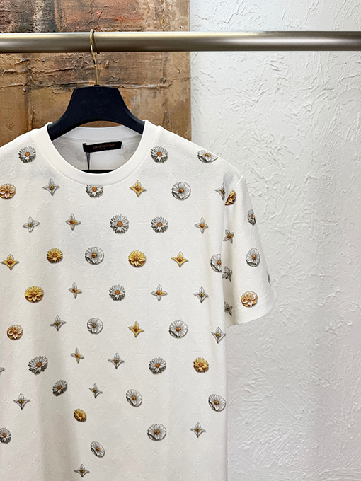 ルイヴィトン 花柄ジャカード織りの半袖Tシャツ