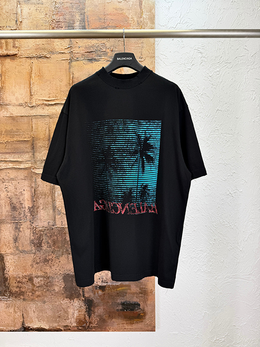 バレンシアガスーパーコピー Balenciaga グラデーションプリント半袖Tシャツ