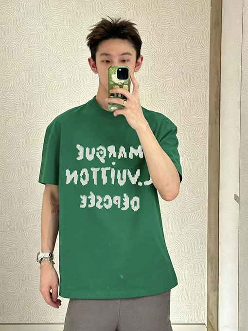 ルイヴィトン LOUIS VUITTON ウール刺繍りレター半袖Tシャツ