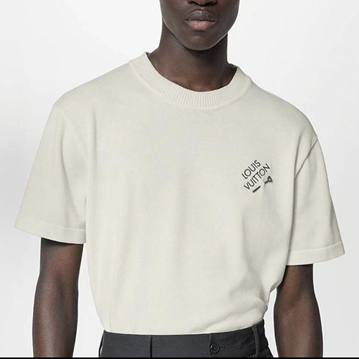 ルイヴィトン LOUIS VUITTON 刺繍ピンロゴ入りニット半袖Tシャツ