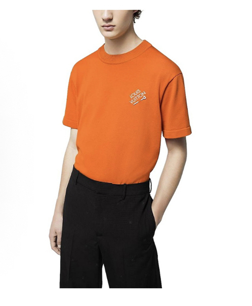 ルイヴィトン LOUIS VUITTON 刺繍ピンロゴ入りニット半袖Tシャツ