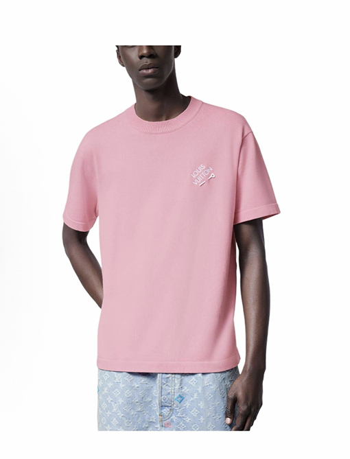 ルイヴィトン LOUIS VUITTON 刺繍ピンロゴ入りニット半袖Tシャツ