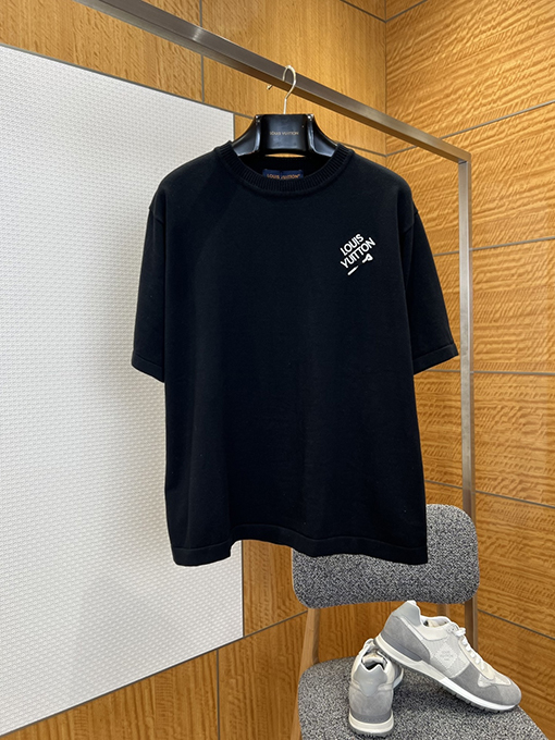 ルイヴィトン LOUIS VUITTON 刺繍ピンロゴ入りニット半袖Tシャツ