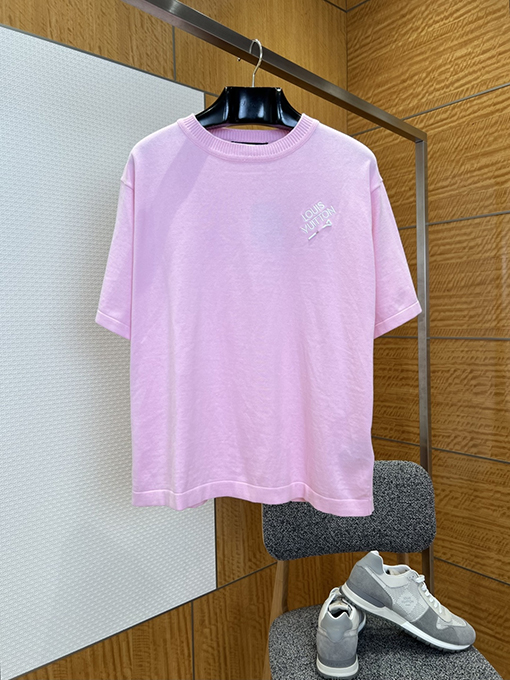 ルイヴィトン LOUIS VUITTON 刺繍ピンロゴ入りニット半袖Tシャツ