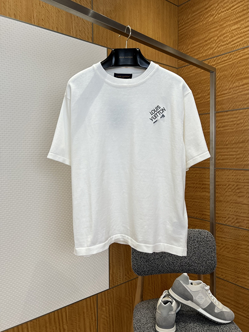 ルイヴィトン LOUIS VUITTON 刺繍ピンロゴ入りニット半袖Tシャツ