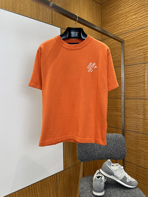 ルイヴィトン LOUIS VUITTON 刺繍ピンロゴ入りニット半袖Tシャツ