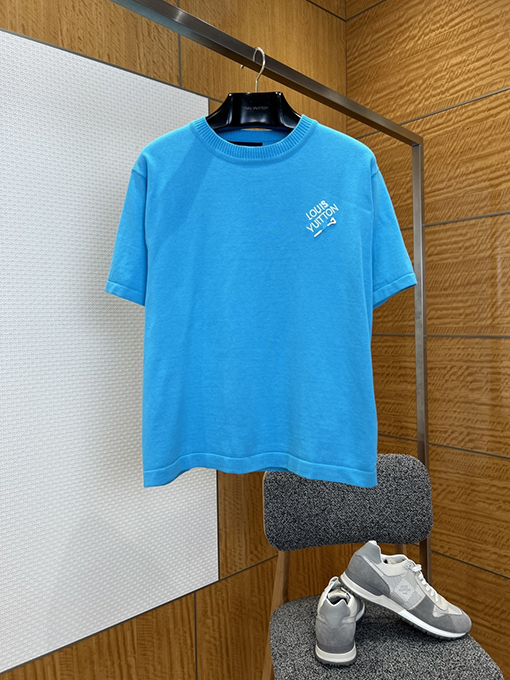 ルイヴィトン LOUIS VUITTON 刺繍ピンロゴ入りニット半袖Tシャツ