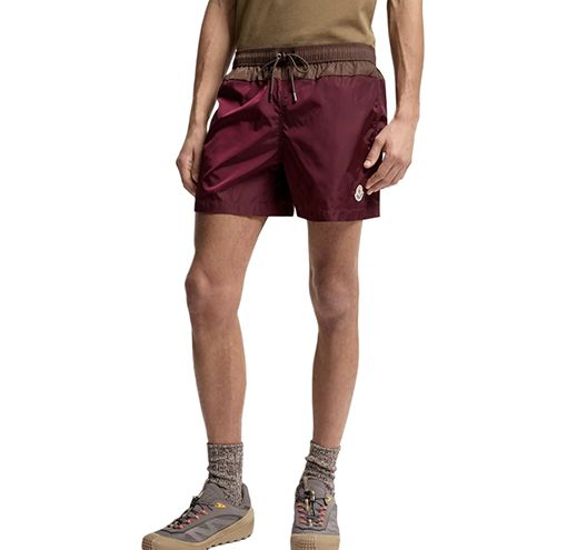 モンクレールブランドスーパーコピー ロゴプリント入りカラーブロックデザインのドローストリング付きカジュアルショーツ