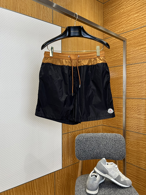 モンクレールブランドスーパーコピー ロゴプリント入りカラーブロックデザインのドローストリング付きカジュアルショーツ