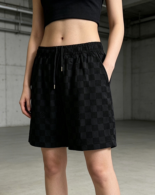 ルイヴィトン チェック柄ジャカード織りのドローストリングショーツ