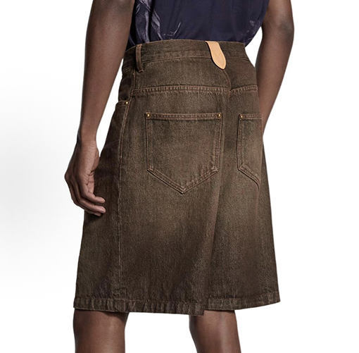 ルイヴィトンスーパーコピー レザーラベル付きダメージをしたウォッシュドデニムショートパンツ