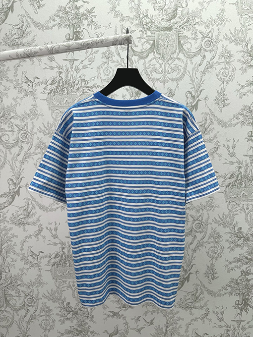 クロムハーツ ストライプロゴプリントクルーネック半袖Tシャツ