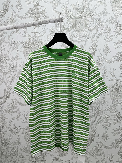 クロムハーツ ストライプロゴプリントクルーネック半袖Tシャツ