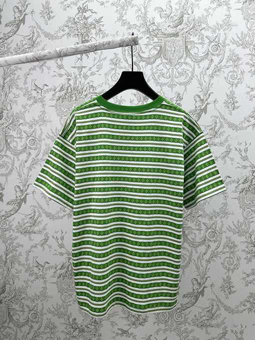 クロムハーツ ストライプロゴプリントクルーネック半袖Tシャツ