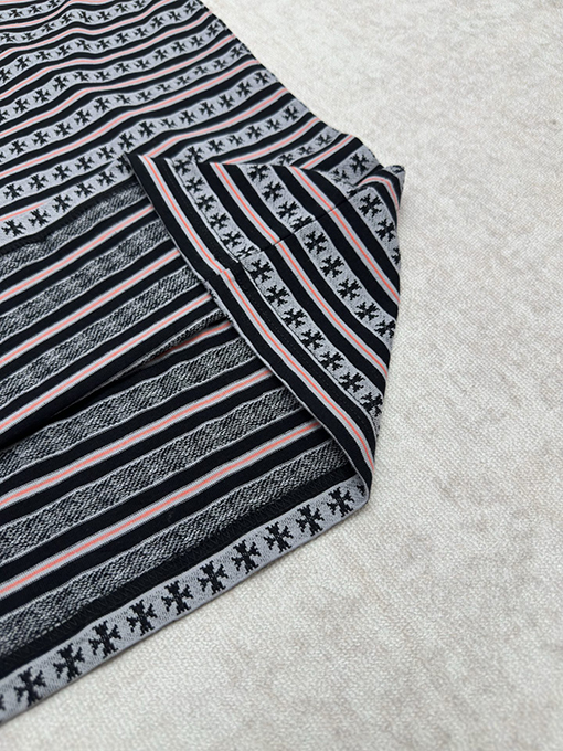 クロムハーツ ストライプロゴプリントクルーネック半袖Tシャツ