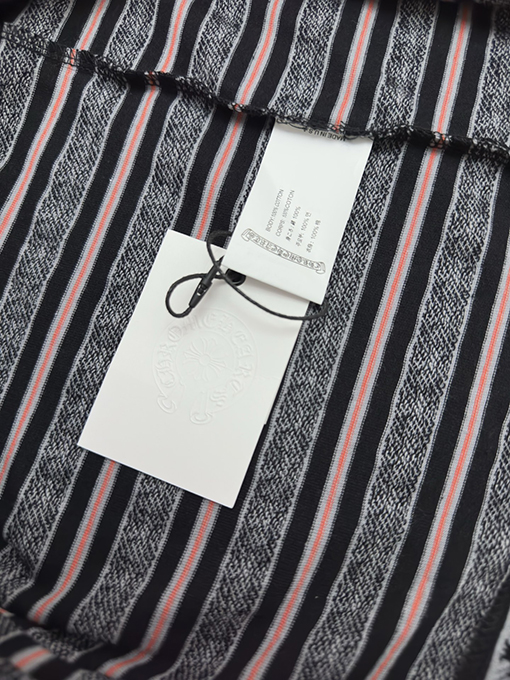 クロムハーツ ストライプロゴプリントクルーネック半袖Tシャツ