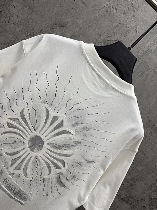 クロムハーツブランドコピー アメリカンスタイル 3Dダイレクトインジェクションベルベットカップル半袖Tシャツ