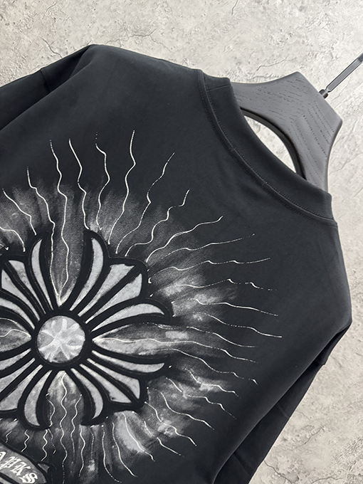 クロムハーツブランドコピー アメリカンスタイル 3Dダイレクトインジェクションベルベットカップル半袖Tシャツ