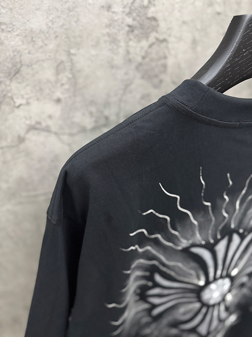 クロムハーツブランドコピー アメリカンスタイル 3Dダイレクトインジェクションベルベットカップル半袖Tシャツ