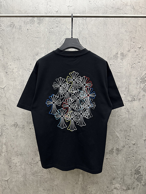 クロムハーツ アメリカンスタイル カラフルな立体の刺繍りカップル半袖Tシャツ